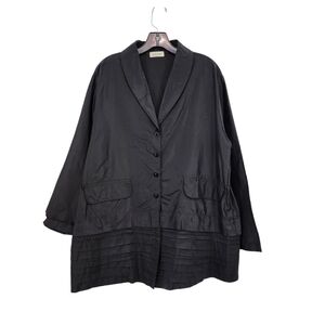 Krista Larson Women's 100% Silk Shawl Collar Button Front Blazer Jacket - OS